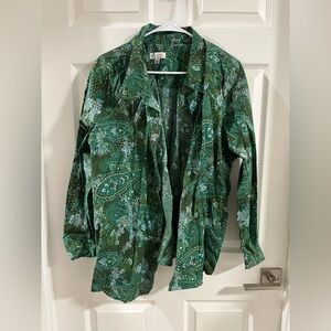 Paisley Green Button Down Shirt